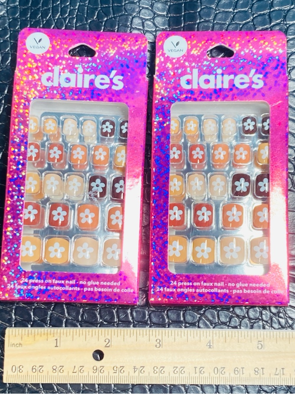 NWT claire's 2 Packs Floral Press-On Nail Sets Vegan No Glue Needed